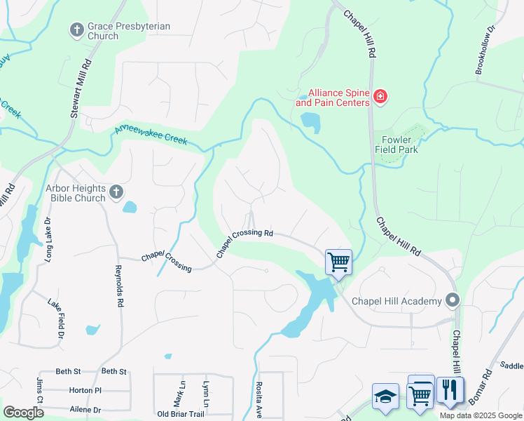 map of restaurants, bars, coffee shops, grocery stores, and more near 3544 Mekabe Court in Douglasville