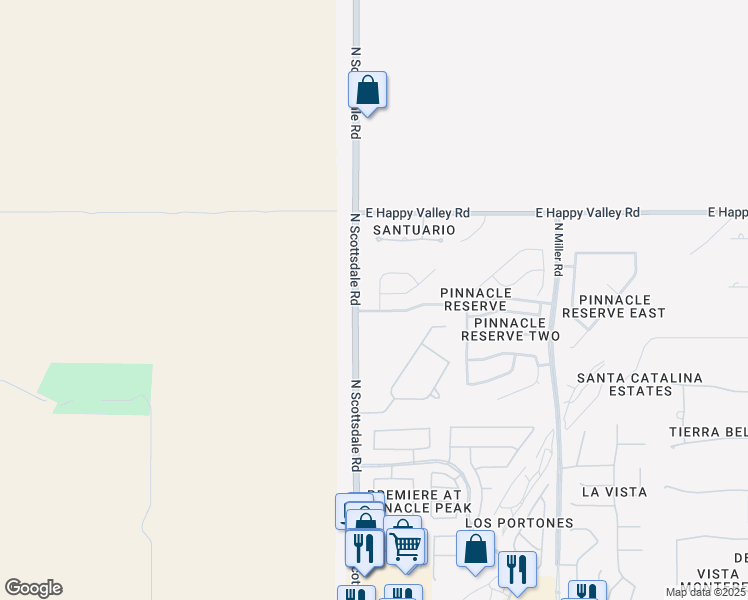 map of restaurants, bars, coffee shops, grocery stores, and more near 7237 East Desert Vista Road in Scottsdale