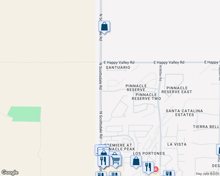 map of restaurants, bars, coffee shops, grocery stores, and more near 7237 East Desert Vista Road in Scottsdale