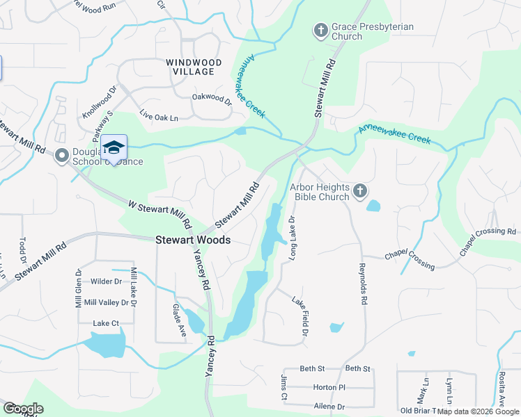 map of restaurants, bars, coffee shops, grocery stores, and more near 3480 Anna Ruby Lane in Douglasville
