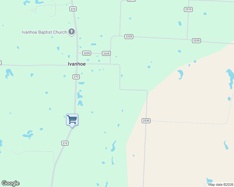 map of restaurants, bars, coffee shops, grocery stores, and more near 1343 County Road 2230 in Ivanhoe