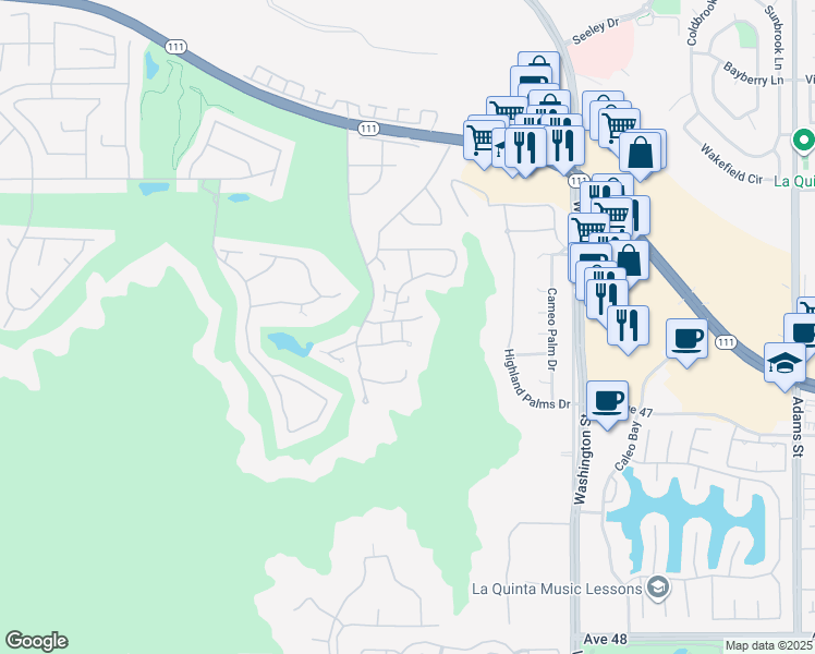 map of restaurants, bars, coffee shops, grocery stores, and more near 46639 Arapahoe in Indian Wells