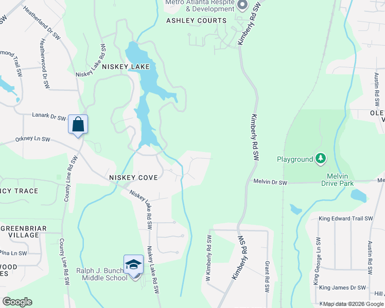 map of restaurants, bars, coffee shops, grocery stores, and more near 1831 Lake Cove Drive Southwest in Atlanta