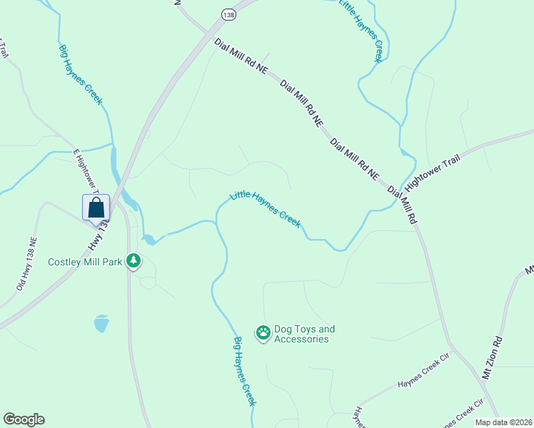 map of restaurants, bars, coffee shops, grocery stores, and more near 2540 Stream View Drive in Conyers