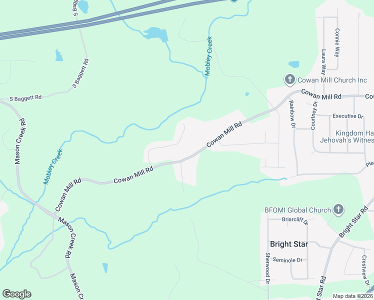 map of restaurants, bars, coffee shops, grocery stores, and more near 6890 Cowan Mill Road in Winston