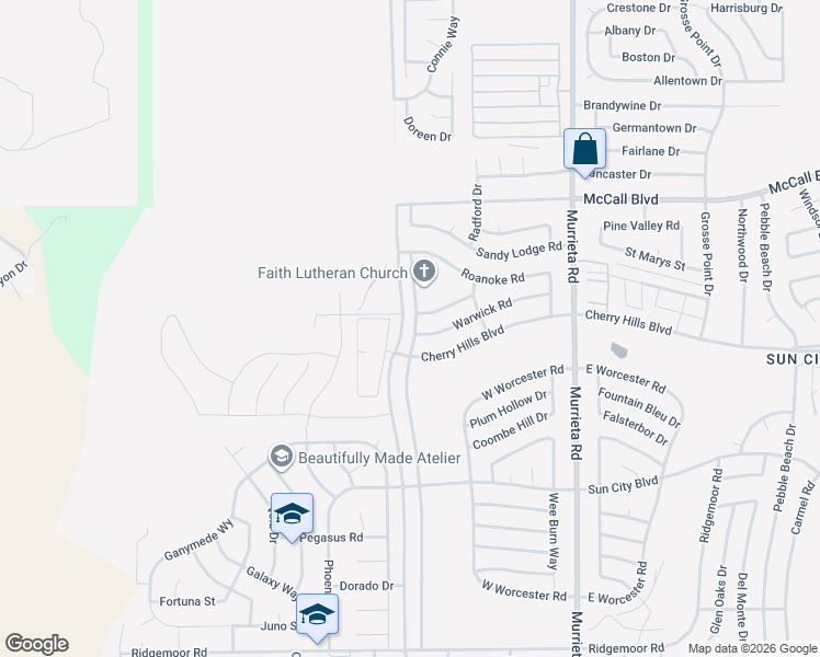 map of restaurants, bars, coffee shops, grocery stores, and more near 28315 Portsmouth Drive in Menifee