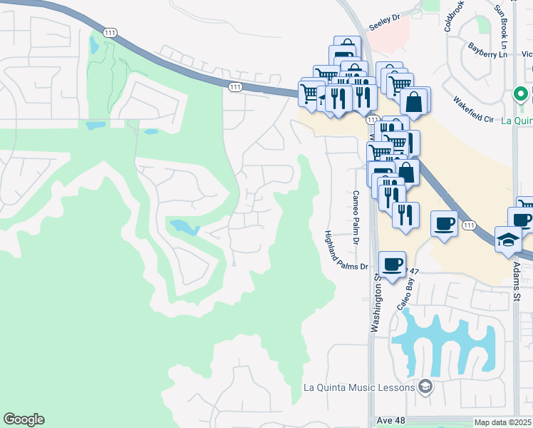 map of restaurants, bars, coffee shops, grocery stores, and more near 46639 Arapahoe in Indian Wells
