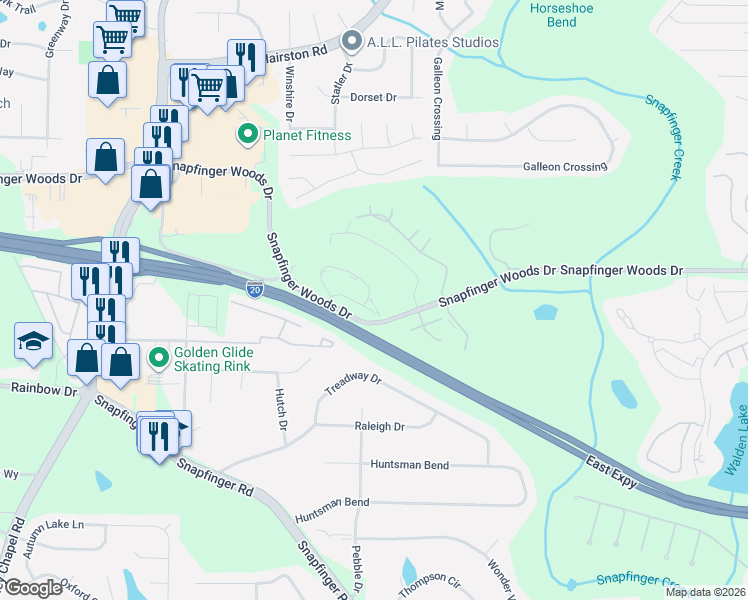 map of restaurants, bars, coffee shops, grocery stores, and more near 4566 Golf Vista Circle in Decatur