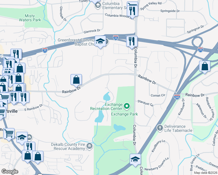 map of restaurants, bars, coffee shops, grocery stores, and more near 2665 Da Vinci Boulevard in Decatur