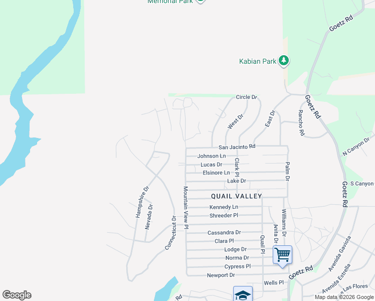 map of restaurants, bars, coffee shops, grocery stores, and more near 26300 Mountain View Place in Menifee