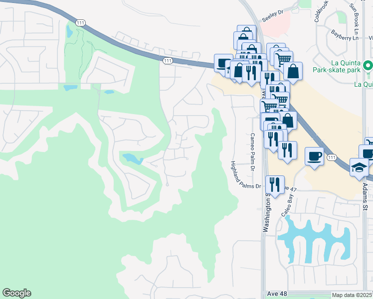 map of restaurants, bars, coffee shops, grocery stores, and more near in Indian Wells