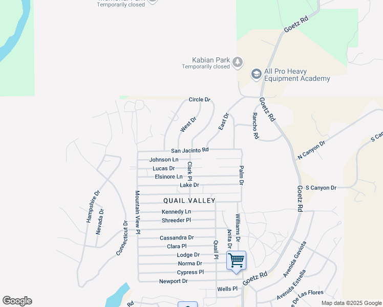 map of restaurants, bars, coffee shops, grocery stores, and more near 23751 San Jacinto Road in Canyon Lake