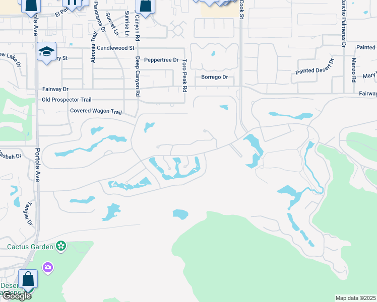 map of restaurants, bars, coffee shops, grocery stores, and more near 74687 Arroyo Drive in Indian Wells