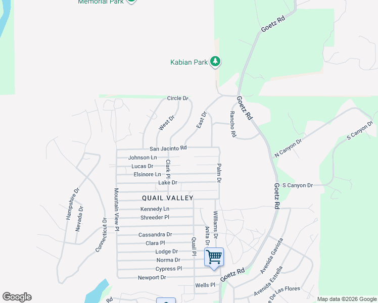 map of restaurants, bars, coffee shops, grocery stores, and more near 23864 San Jacinto Road in Canyon Lake