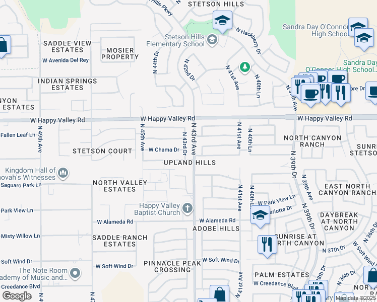 map of restaurants, bars, coffee shops, grocery stores, and more near 4329 West Fallen Leaf Lane in Glendale
