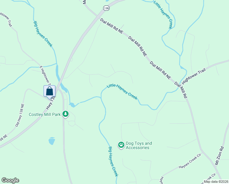 map of restaurants, bars, coffee shops, grocery stores, and more near 2520 Stream View Drive in Conyers