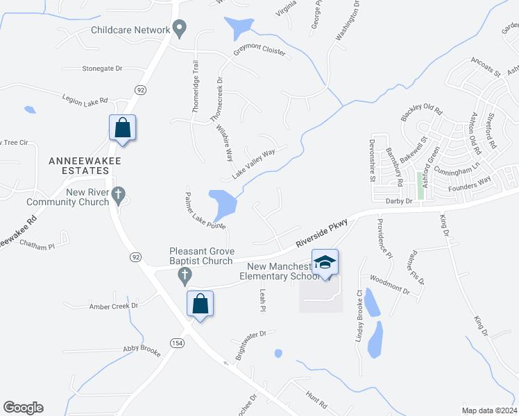 map of restaurants, bars, coffee shops, grocery stores, and more near 3480 West River Commons in Douglasville