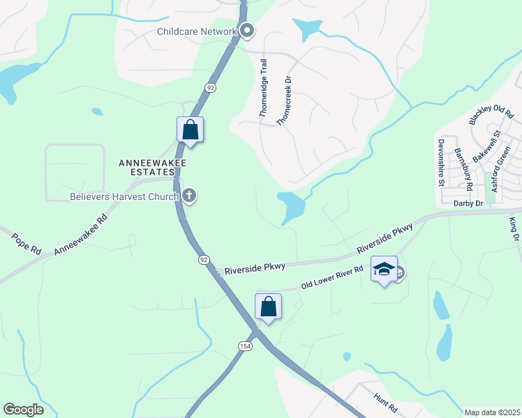 map of restaurants, bars, coffee shops, grocery stores, and more near 3400 Palmer Lake Pointe in Douglasville