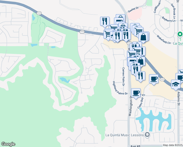 map of restaurants, bars, coffee shops, grocery stores, and more near 46542 Arapahoe in Indian Wells