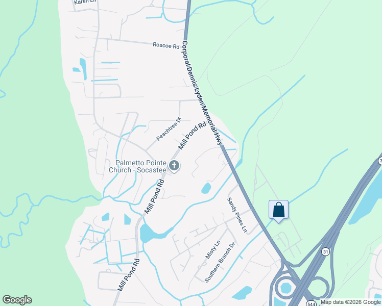map of restaurants, bars, coffee shops, grocery stores, and more near 215 Lilac Road in Myrtle Beach