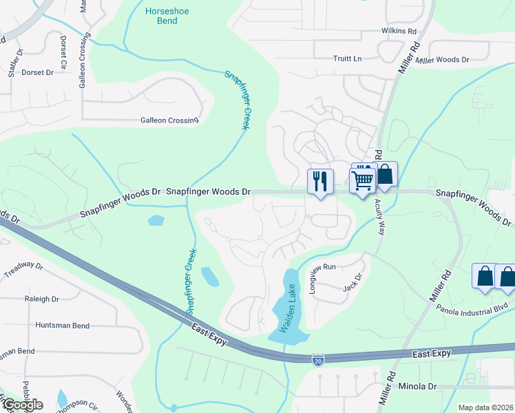 map of restaurants, bars, coffee shops, grocery stores, and more near 3 Quail Run in Decatur