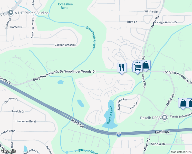 map of restaurants, bars, coffee shops, grocery stores, and more near 14 Quail Run in Decatur