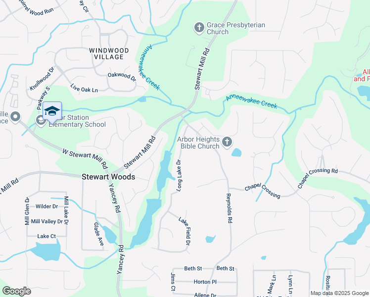 map of restaurants, bars, coffee shops, grocery stores, and more near 3450 Long Lake Drive in Douglasville
