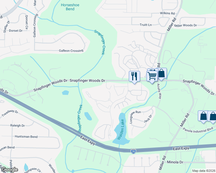 map of restaurants, bars, coffee shops, grocery stores, and more near 3 Quail Run in Decatur