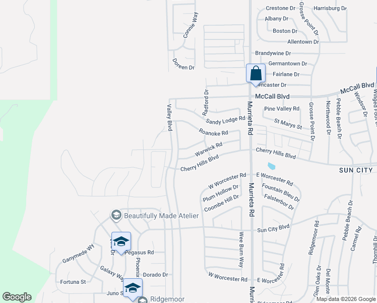 map of restaurants, bars, coffee shops, grocery stores, and more near in Menifee