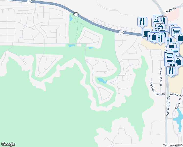 map of restaurants, bars, coffee shops, grocery stores, and more near 46555 Quail Run Lane in Indian Wells