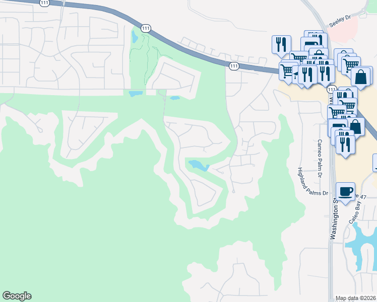 map of restaurants, bars, coffee shops, grocery stores, and more near 77680 Seminole Road in Indian Wells