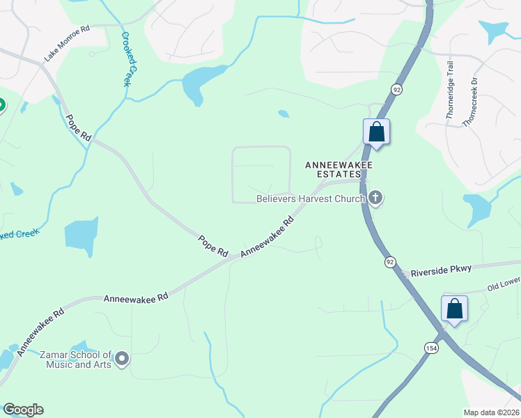 map of restaurants, bars, coffee shops, grocery stores, and more near 3824 Willow Tree Circle in Douglasville