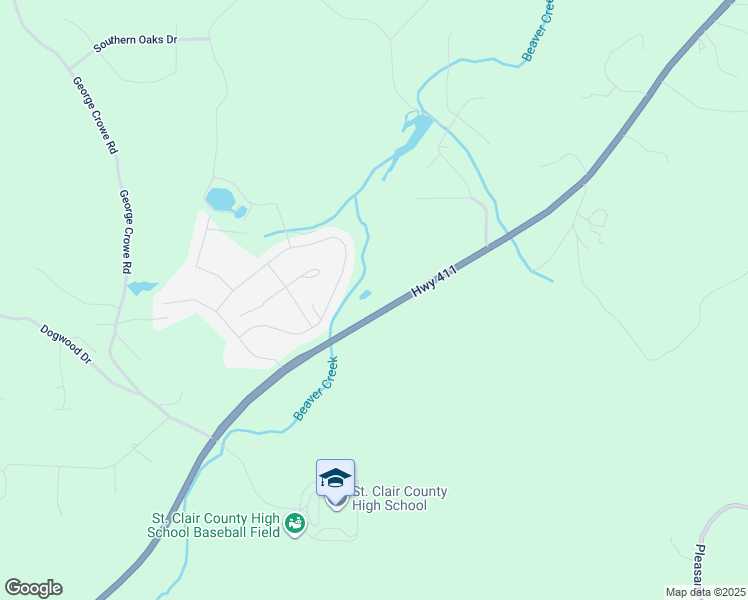 map of restaurants, bars, coffee shops, grocery stores, and more near 17475 Highway 411 in Springville