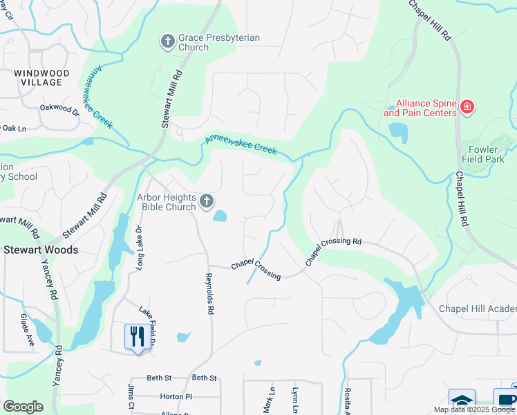 map of restaurants, bars, coffee shops, grocery stores, and more near 3503 Pine Grove Drive in Douglasville