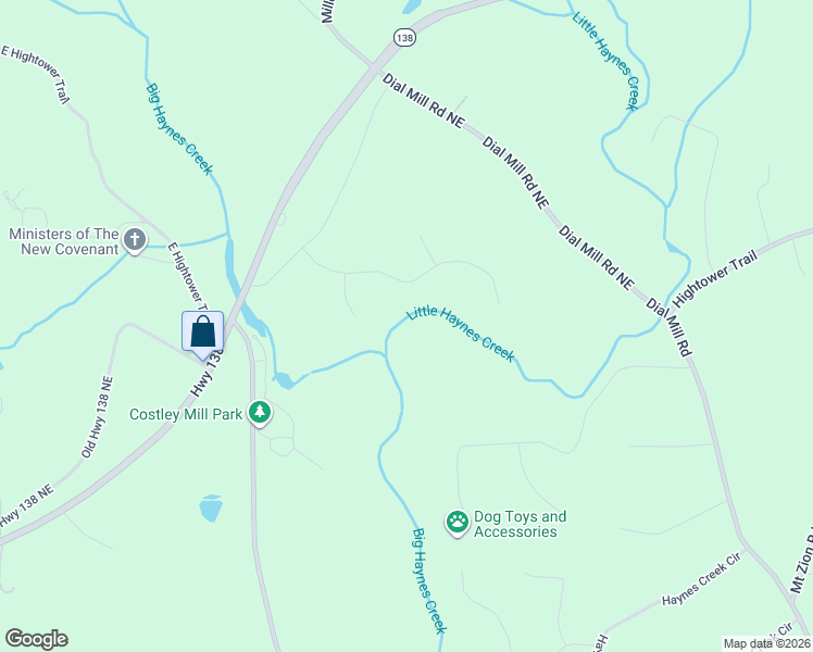 map of restaurants, bars, coffee shops, grocery stores, and more near 2512 Stream View Drive in Conyers