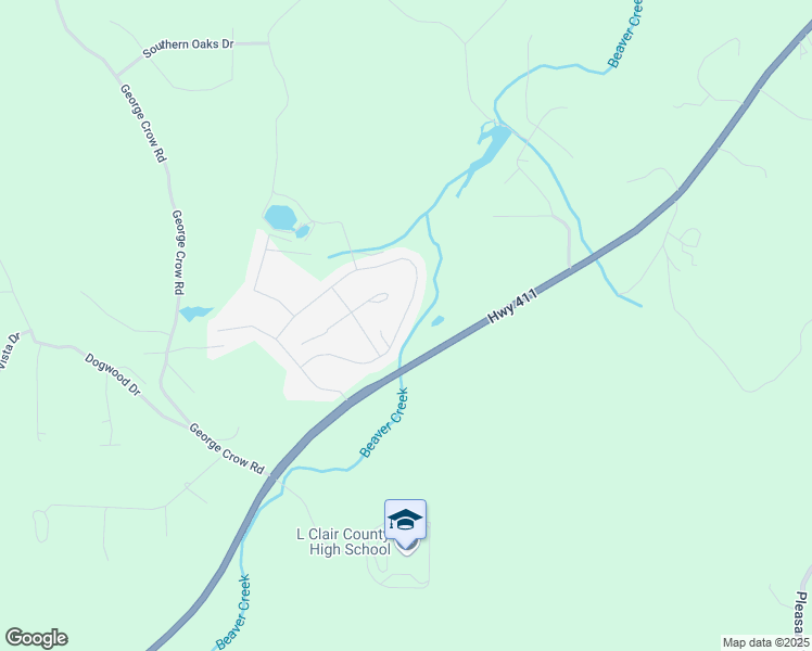 map of restaurants, bars, coffee shops, grocery stores, and more near 17475 U.S. 411 in Springville
