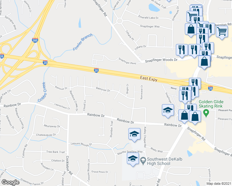 map of restaurants, bars, coffee shops, grocery stores, and more near 2611 Star Lane in Decatur