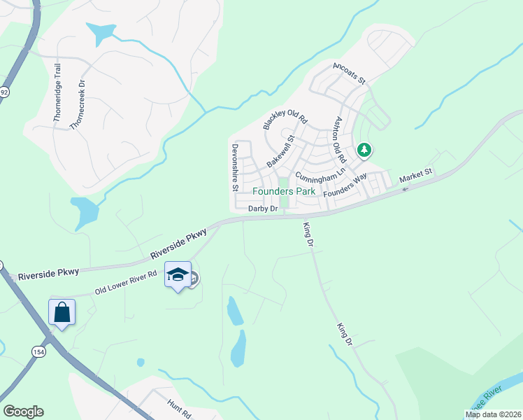 map of restaurants, bars, coffee shops, grocery stores, and more near Darby Drive in Douglasville