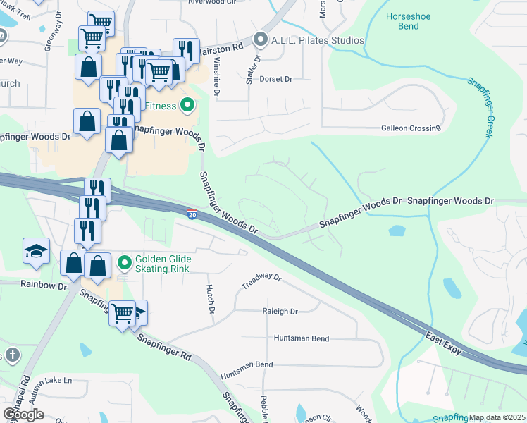 map of restaurants, bars, coffee shops, grocery stores, and more near 4485 Golf Vista Circle in Decatur
