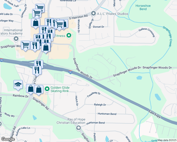 map of restaurants, bars, coffee shops, grocery stores, and more near 4429 Golf Vista Circle in Decatur