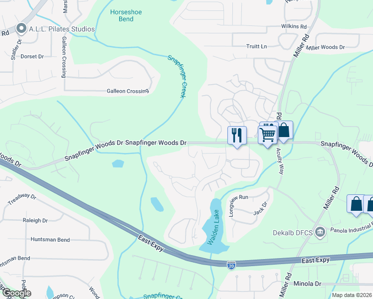 map of restaurants, bars, coffee shops, grocery stores, and more near 14 Quail Run in Decatur