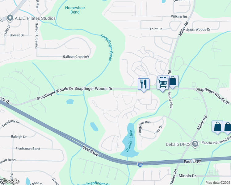 map of restaurants, bars, coffee shops, grocery stores, and more near 3 Quail Run in Decatur