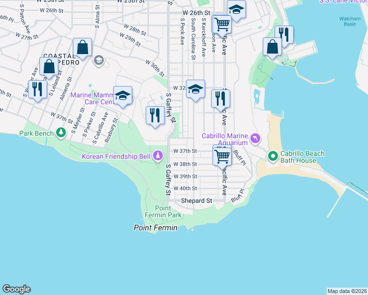map of restaurants, bars, coffee shops, grocery stores, and more near 672 West 37th Street in Los Angeles