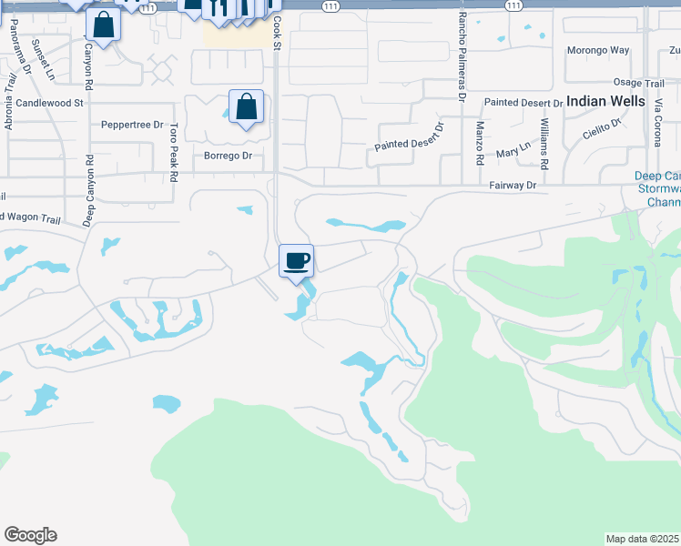 map of restaurants, bars, coffee shops, grocery stores, and more near 75169 Kavenish Way in Indian Wells