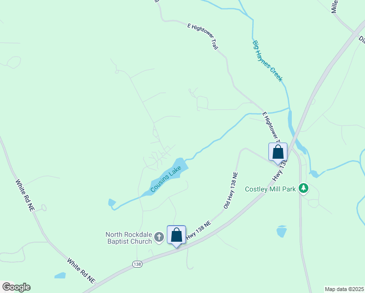 map of restaurants, bars, coffee shops, grocery stores, and more near 3071 North Tower Way Northeast in Conyers