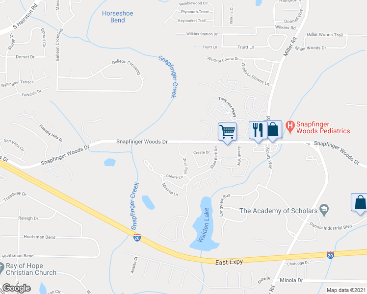 map of restaurants, bars, coffee shops, grocery stores, and more near 3 Quail Run in Decatur