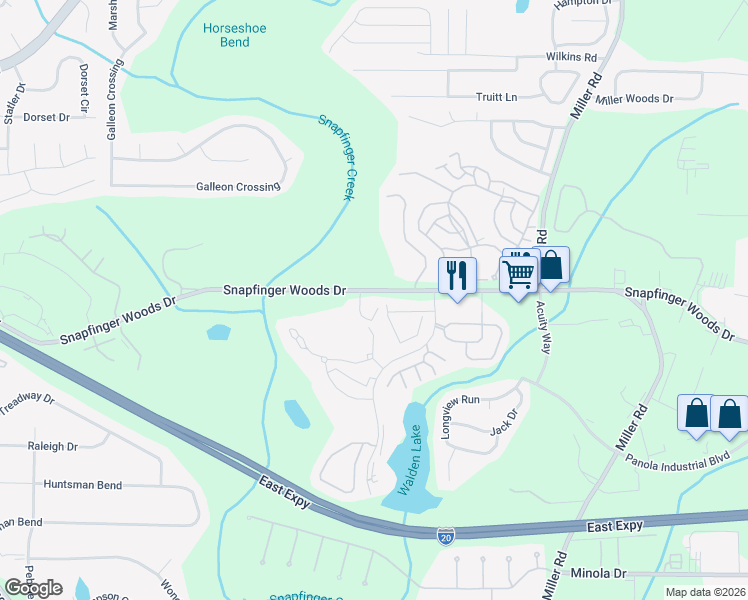 map of restaurants, bars, coffee shops, grocery stores, and more near 3 Quail Run in Decatur