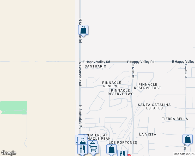 map of restaurants, bars, coffee shops, grocery stores, and more near 7344 East Desert Vista Road in Scottsdale