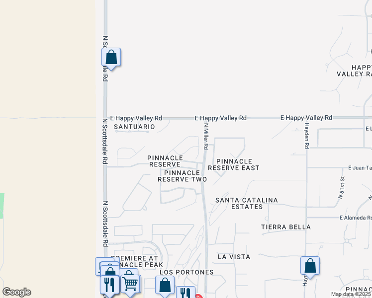 map of restaurants, bars, coffee shops, grocery stores, and more near 7532 East Desert Vista Road in Scottsdale