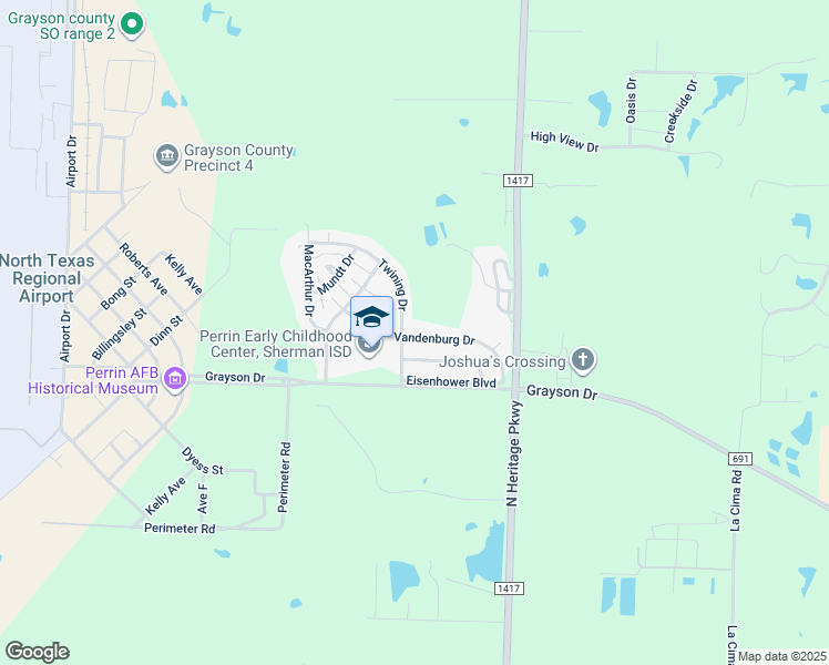 map of restaurants, bars, coffee shops, grocery stores, and more near 110 Vandenburg Dr in Denison